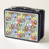 漫画の水彩画の怠惰パターン メタルランチボックス (裏面)