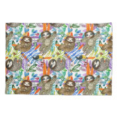 漫画の水彩画の怠惰パターン 枕カバー (裏面-左)