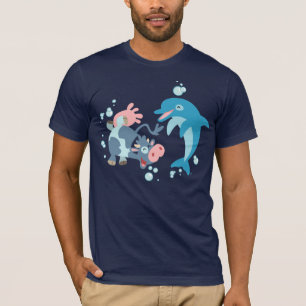 漫画の海のほ乳類: SeacowおよびイルカのTシャツ Tシャツ