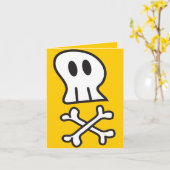 漫画の海賊スカルとボーンズの子供のハロウィーン カード (黄色い花)