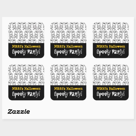 漫画の海賊スカル&ボーンズキッドハローウィンパーティ スクエアシール (シート)