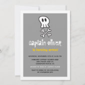 漫画の海賊スカル&ボーンズ子供の誕生日パーティー 招待状 (裏面)