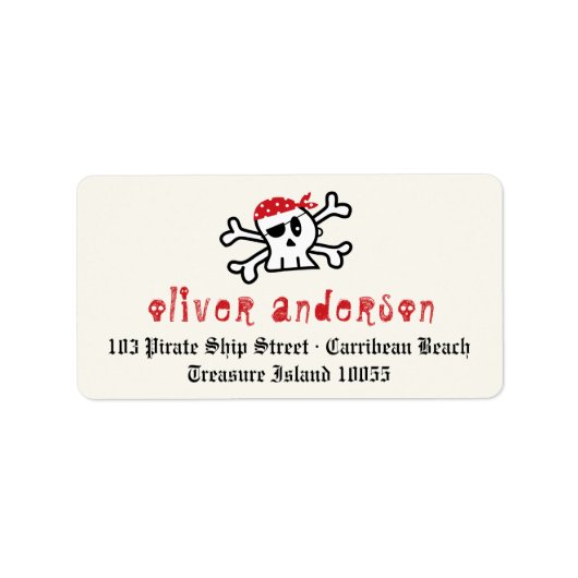 漫画の海賊スケルトンスカル誕生日ラベル ラベル (正面)