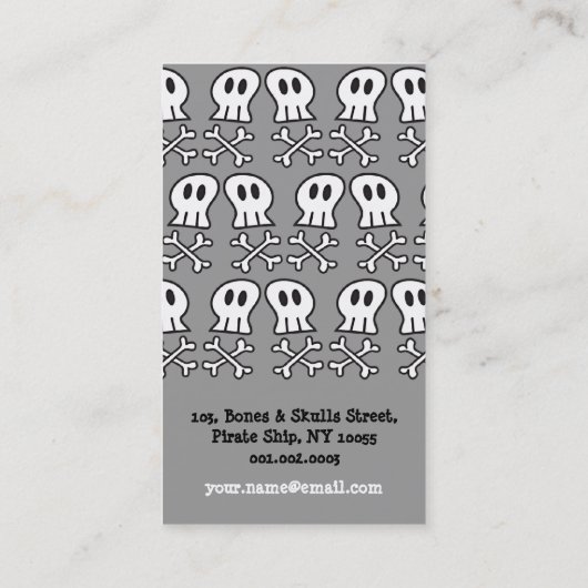 漫画の海賊船スカルボーンズおもしろいカラフル少年 名刺 (裏面)