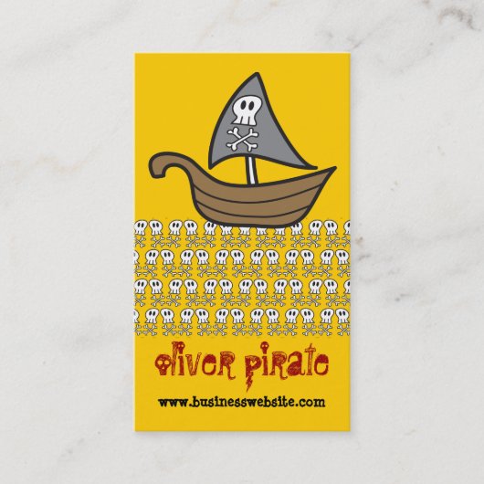 漫画の海賊船スカルボーンズおもしろいカラフル少年 名刺 (正面)