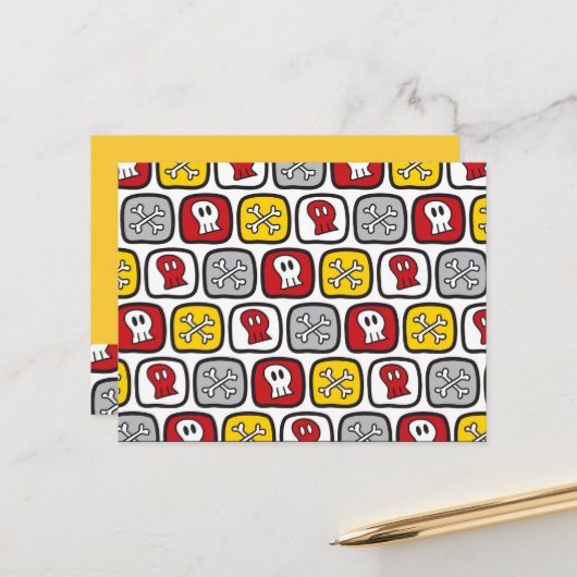 漫画の海賊/スケルトンスカル&ボーンおもしろいキッズ ポストカード (正面/裏面インサイチュ)