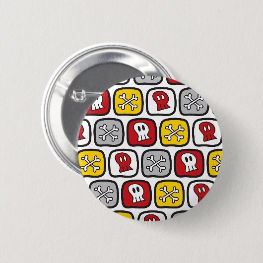 漫画の海賊/スケルトンスカル&ボーンおもしろいキッズ 缶バッジ (正面&裏面)