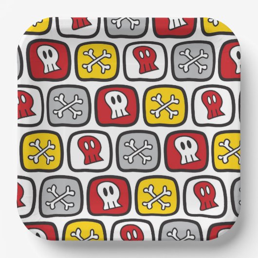 漫画の海賊/スケルトンスカル&ボーンハロウィーン ペーパープレート (正面)