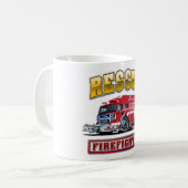 漫画の消防車のフード付きスウェットシャツ コーヒーマグカップ (正面左)