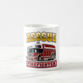 漫画の消防車のフード付きスウェットシャツ コーヒーマグカップ (中央)