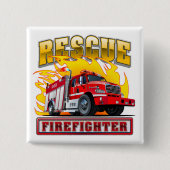 漫画の消防車のTシャツ 缶バッジ (正面)