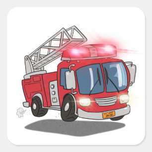 漫画の消防車 スクエアシール