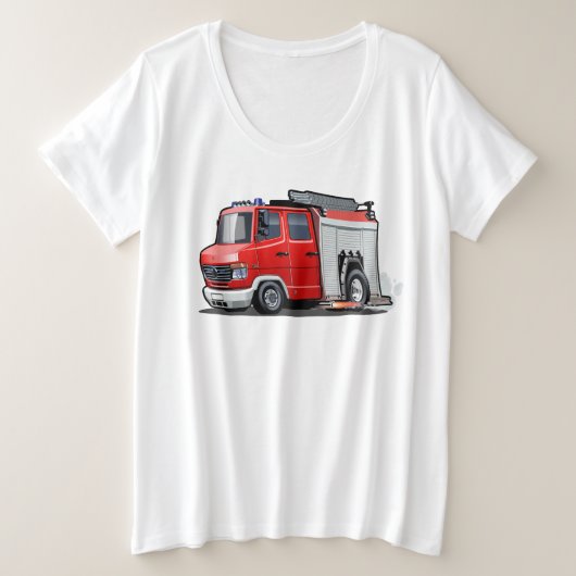 漫画の消防車 プラスサイズTシャツ (デザイン正面)