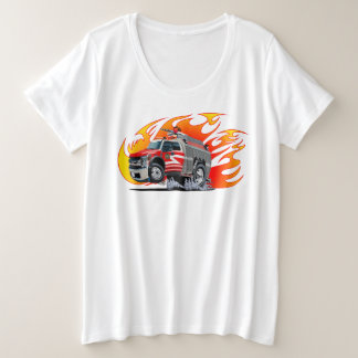 漫画の消防車 プラスサイズTシャツ