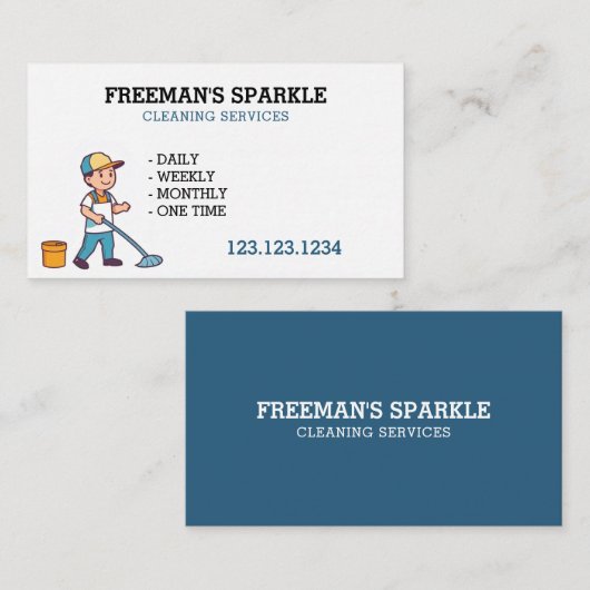 漫画の清掃員の掃除サービス 名刺 (正面/裏面)