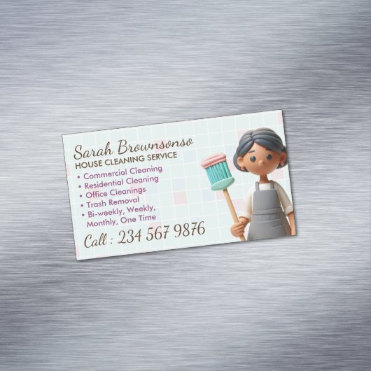 漫画の清掃清掃清掃清掃清掃清掃員のタイル洗浄 マグネット名刺 (インサイチュ)