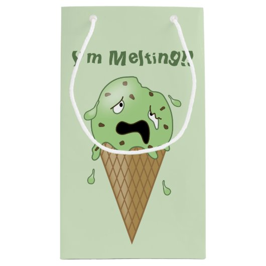 漫画の溶けるアイスクリームコーン(私は溶けています) スモールペーパーバッグ (裏面)