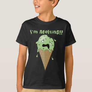 漫画の溶けるアイスクリームコーン(私は溶けています) Tシャツ