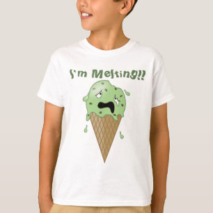 漫画の溶けるアイスクリームコーン(私は溶けています) Tシャツ
