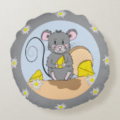 漫画の灰色のパーソナライズされたネズミの子枕 ラウンドクッション (裏面)