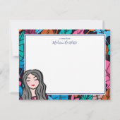 漫画の灰色のヘアレディーパーソナル ノートカード (正面)