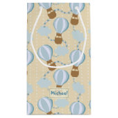 漫画の熱気球と雲の子供のパターン スモールペーパーバッグ (裏面)