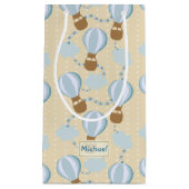 漫画の熱気球と雲の子供のパターン スモールペーパーバッグ (正面)