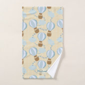 漫画の熱気球と雲の子供のパターン バスタオルセット (ハンドタオル)