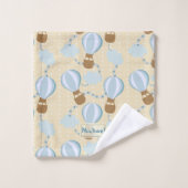 漫画の熱気球と雲の子供のパターン バスタオルセット (ウォッシュタオル)