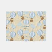 漫画の熱気球と雲の子供のパターン フリースブランケット (正面(横))