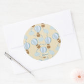 漫画の熱気球と雲の子供のパターン ラウンドシール (封筒)