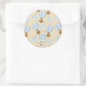 漫画の熱気球と雲の子供のパターン ラウンドシール (バッグ)