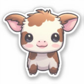 漫画の牛のイラストレーション シール (正面)