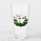 漫画の牛のシーン16 oz飲料ガラス タンブラーグラス (正面)