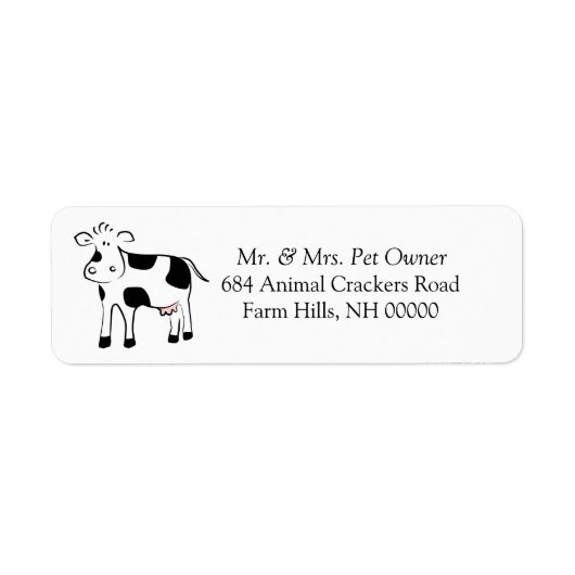 漫画の牛のテーマ差出人住所ラベルシール ラベル (正面)