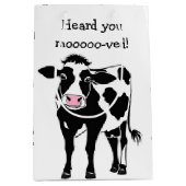 漫画の牛の引っ越し祝いパーティーギフト ミディアムペーパーバッグ (正面)