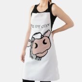 漫画の牛の白黒ピンクのキス灰色の農業動物 エプロン (インサイチュ)