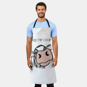 漫画の牛の白黒ピンクのキス灰色の農業動物 エプロン (着用した状態)