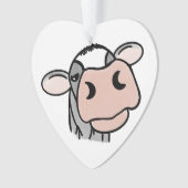 漫画の牛の白黒ピンクのキス灰色の農業動物 オーナメント (正面)