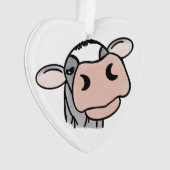 漫画の牛の白黒ピンクのキス灰色の農業動物 オーナメント (正面)