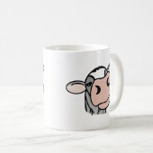 漫画の牛の白黒ピンクのキス灰色の農業動物 コーヒーマグカップ (正面右)