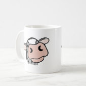 漫画の牛の白黒ピンクのキス灰色の農業動物 コーヒーマグカップ (正面左)