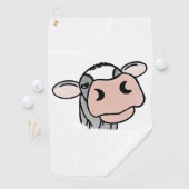 漫画の牛の白黒ピンクのキス灰色の農業動物 ゴルフタオル (インサイチュ)