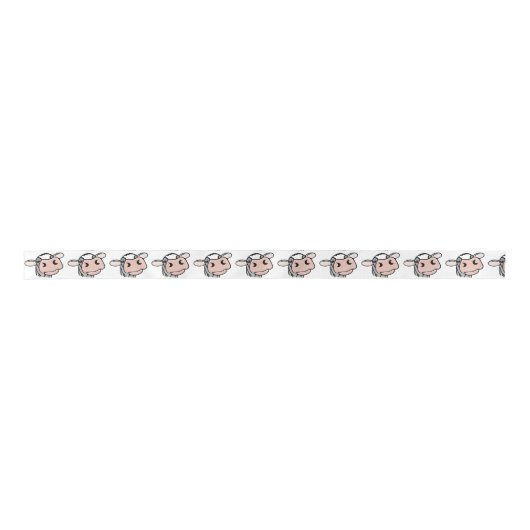 漫画の牛の白黒ピンクのキス灰色の農業動物 サテンリボン (正面)