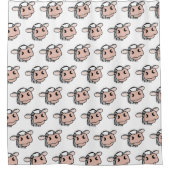 漫画の牛の白黒ピンクのキス灰色の農業動物 シャワーカーテン (正面)