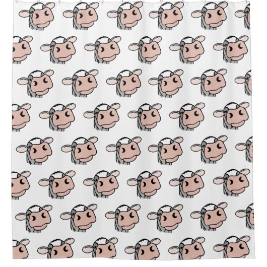 漫画の牛の白黒ピンクのキス灰色の農業動物 シャワーカーテン (正面)