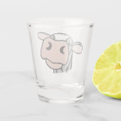 漫画の牛の白黒ピンクのキス灰色の農業動物 ショットグラス (裏面)