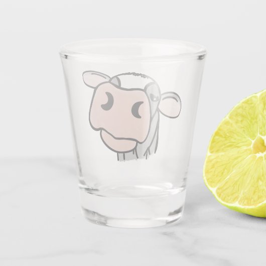 漫画の牛の白黒ピンクのキス灰色の農業動物 ショットグラス (裏面)