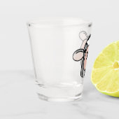 漫画の牛の白黒ピンクのキス灰色の農業動物 ショットグラス (左)