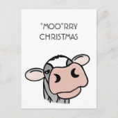 漫画の牛の白黒ピンクのキス灰色の農業動物 シーズンポストカード (正面)
